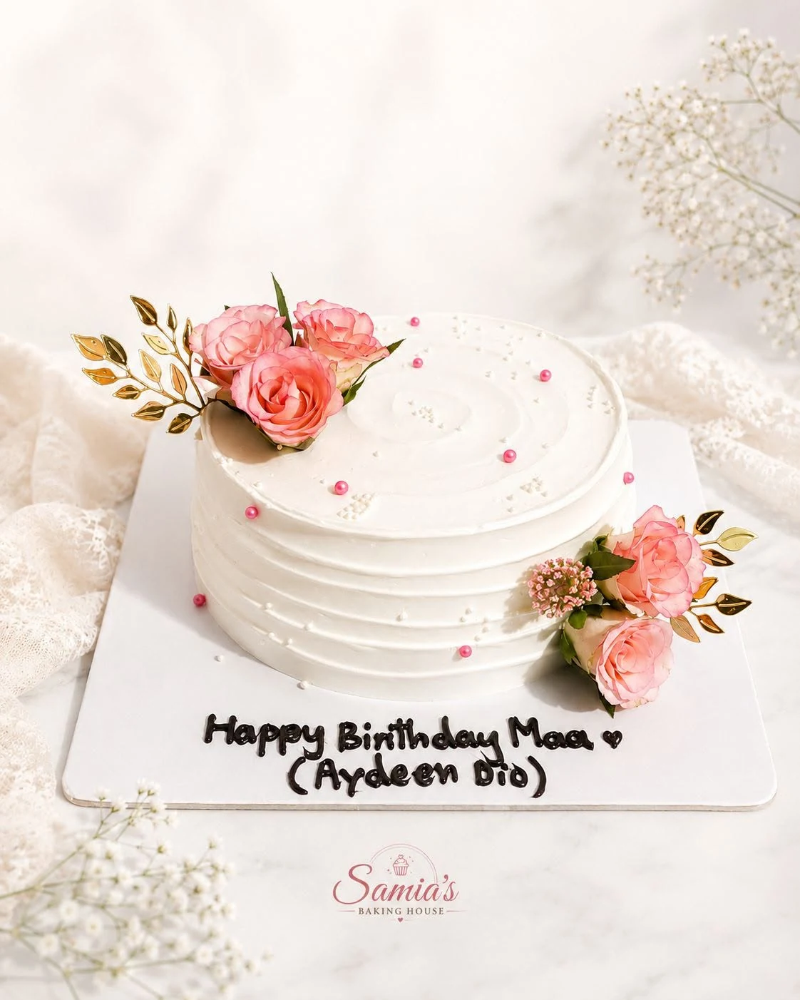 Floral custom cake