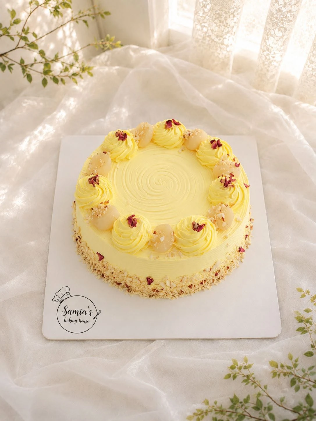 Freshly prepared celebration cake